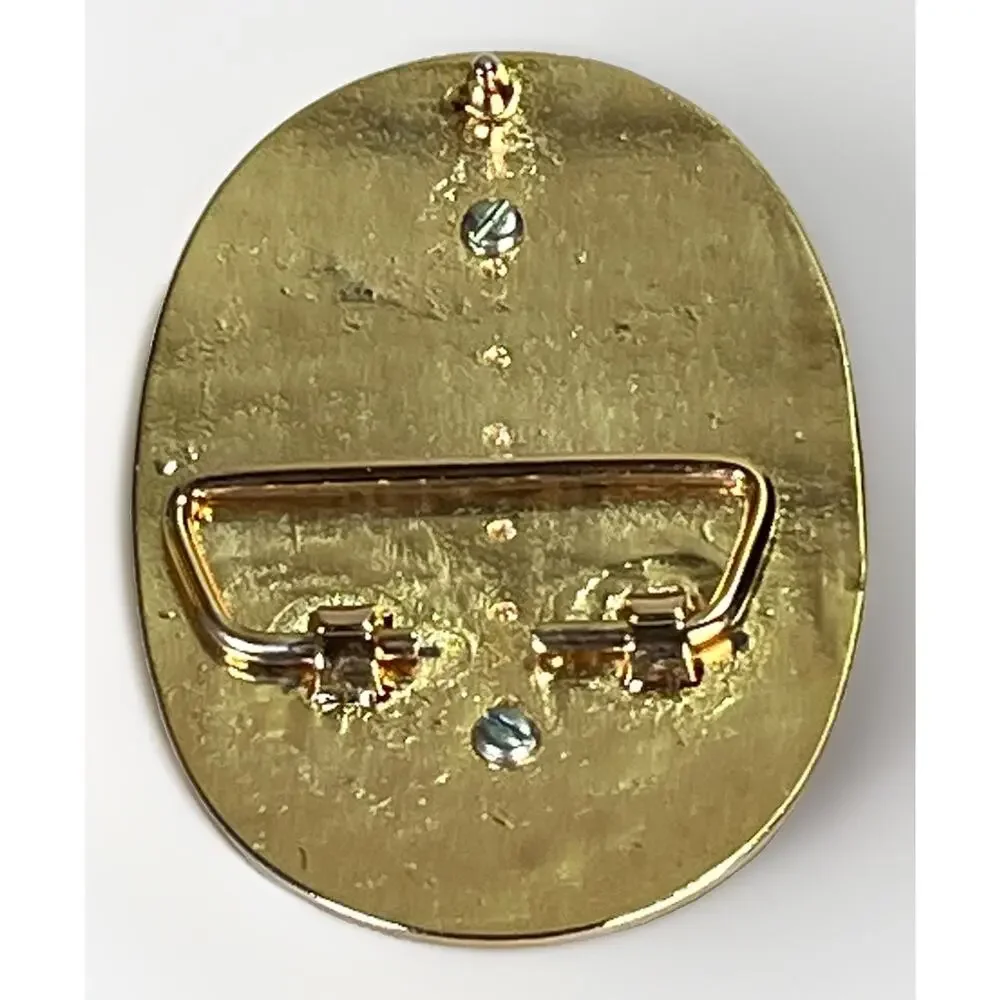 VTG Solid Brass Belt Buckle w/ Handcrafted Nautical Ship Scrimshaw Center NOS